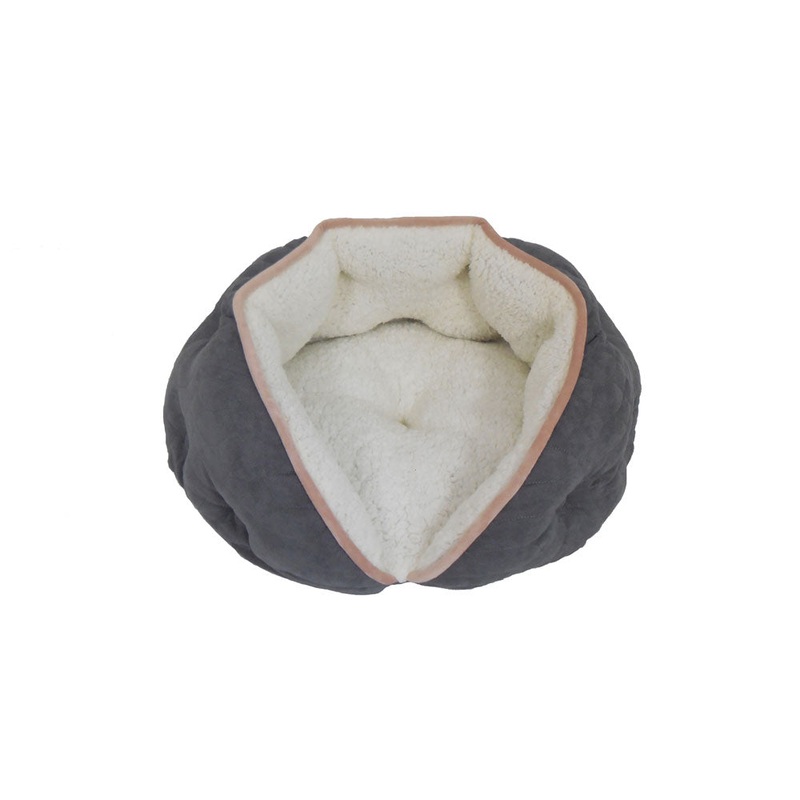 Arlee Pet Products Luna Tufted Clam Shell Style Cat & Dog Bed Steel Grey 21  21  10 Inch