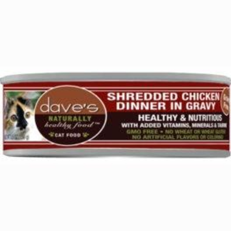 Dave’s Pet Food Grain Free Shredded Chicken Dinner in Gravy Canned Cat Food