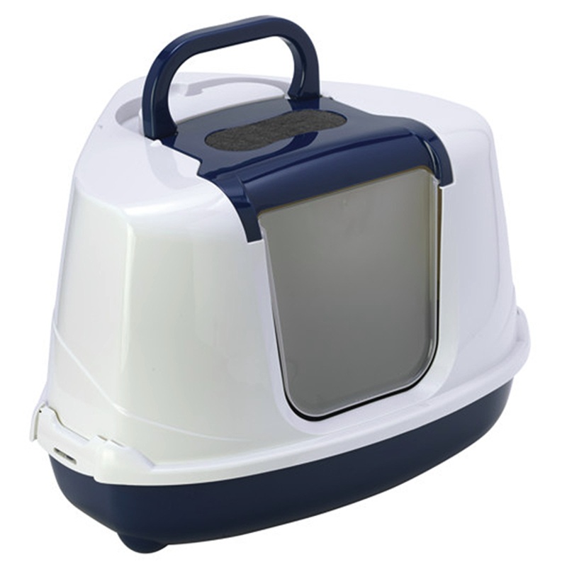 Flip Corner Enclosed Cat Litter Box Blue Berry 22 in x 17.5 in x 14 in