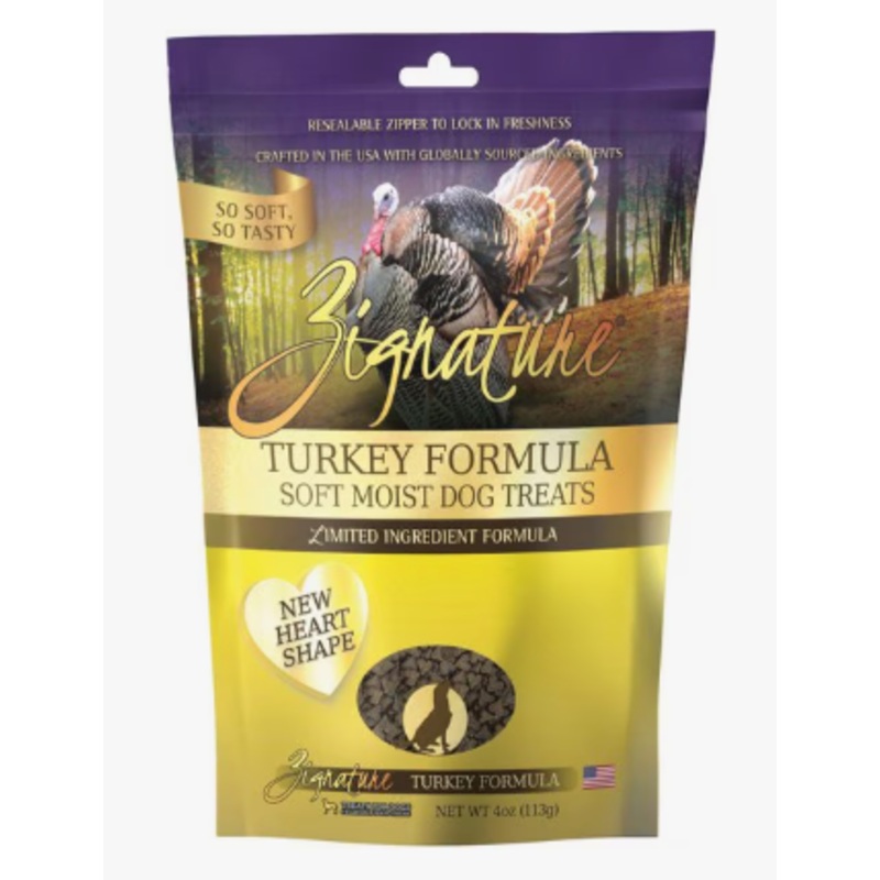 Zignature Dog Treat Soft Moist Turkey Hearts 4 oz