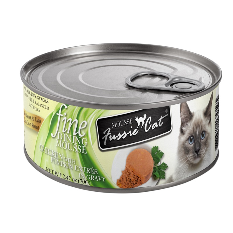 Fussie Cat Fine Dining – Mousse Chicken with Pumpkin Entree in Gravy Canned Cat Food 2.47 oz