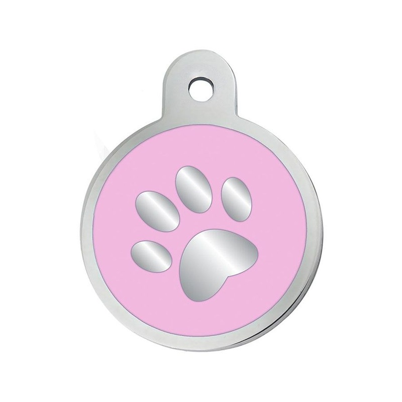 ID Tag Circle Epoxy Pink Paw  – Small