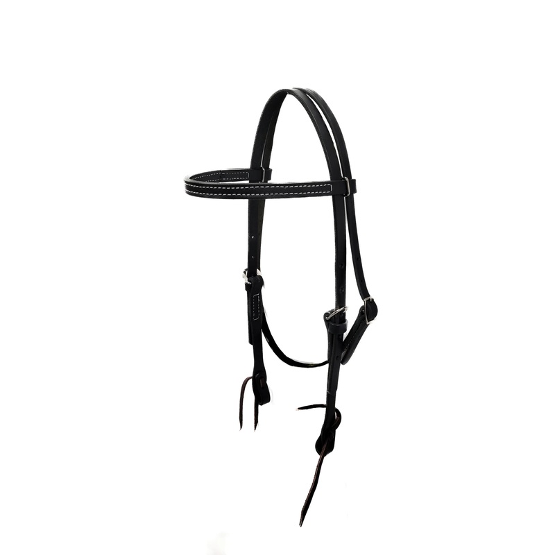 J Wayne Leather Black Series Headstall Straight Brow with Ties