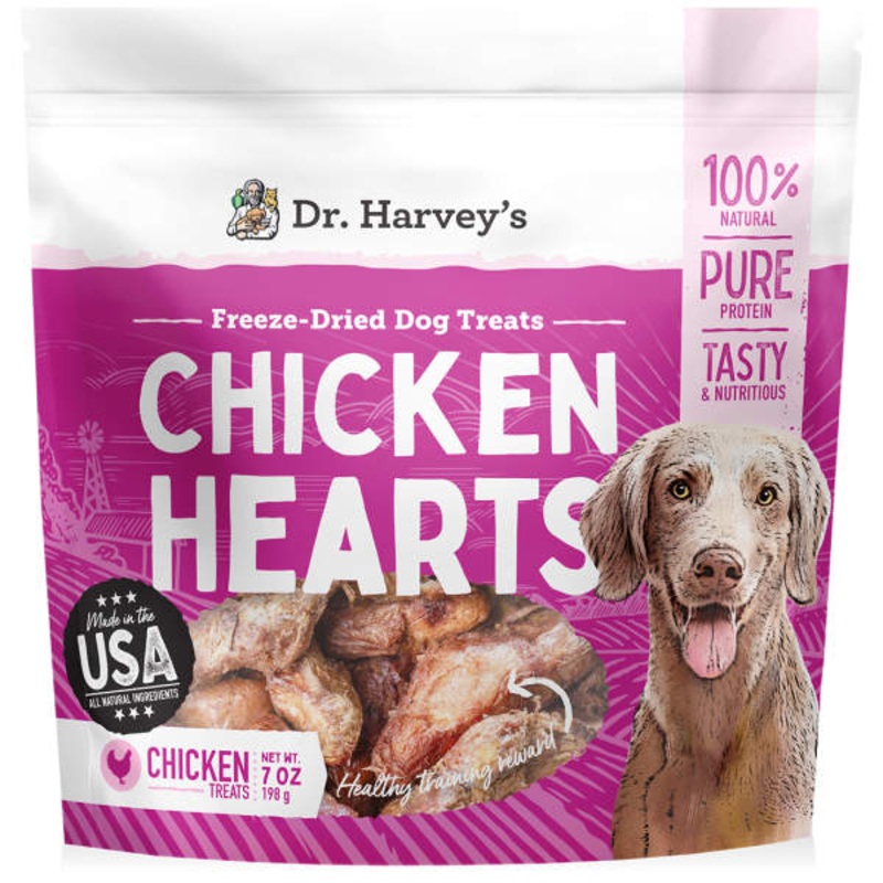 Dr. Harvey’s Chicken Hearts Freeze-Dried Raw Chicken Heart Treat for Dogs (7 oz)