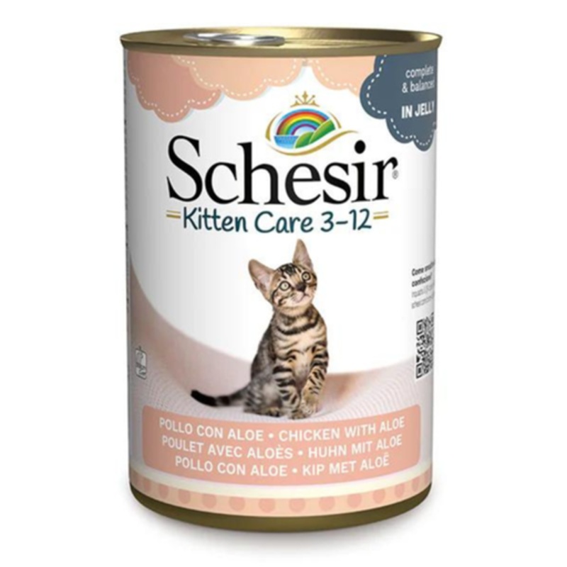 Schesir Kitten Care- Can In Jelly  3-12 Chicken with Aloe Wet Food 140g (Min Order – 6pcs)[Weight – 140g]