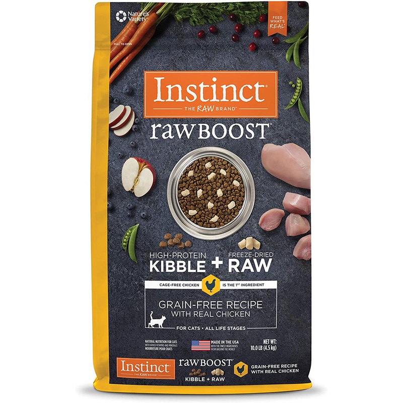 Instinct Raw Boost Raw + Kibble Dry Cat Food – Real Chicken – 10lb Bag
