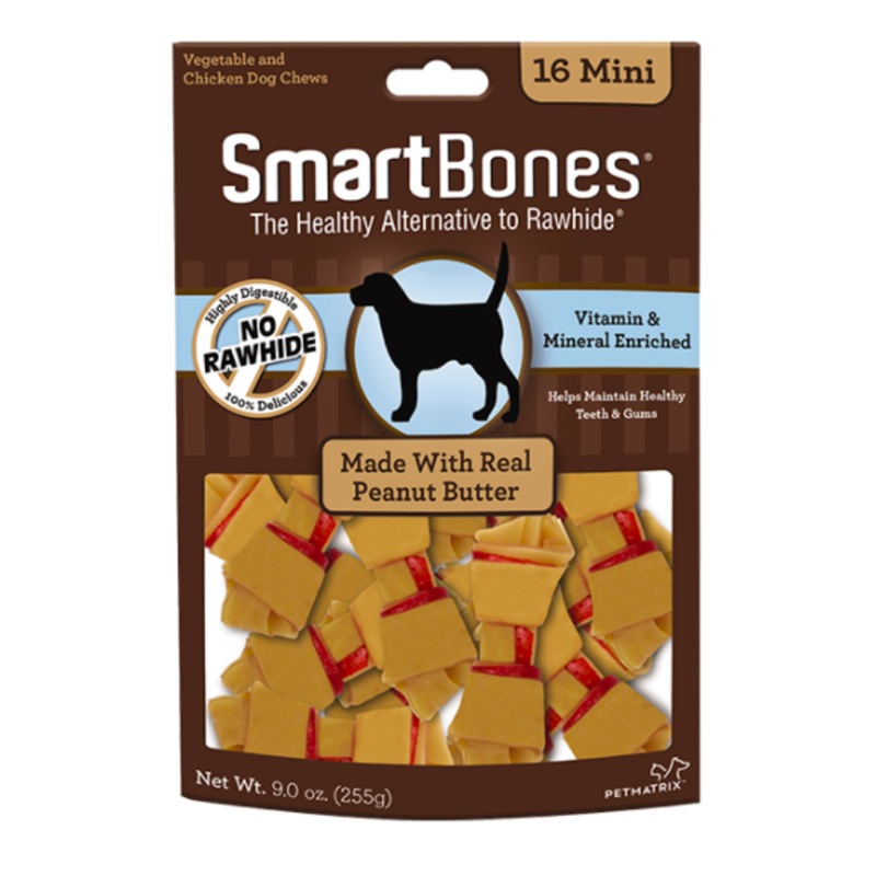 SmartBones Peanut Butter Mini Bones – 16 Pack