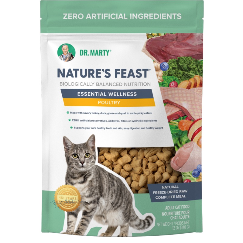 Dr. Marty Natures Feast Essential Wellness Poultry 340g Natural Freeze Dried Cat Food