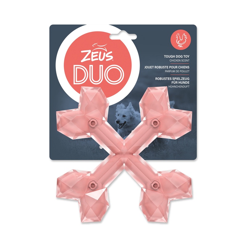 Zeus Duo Cross Bones Coral 6″ Chicken Dog Toy