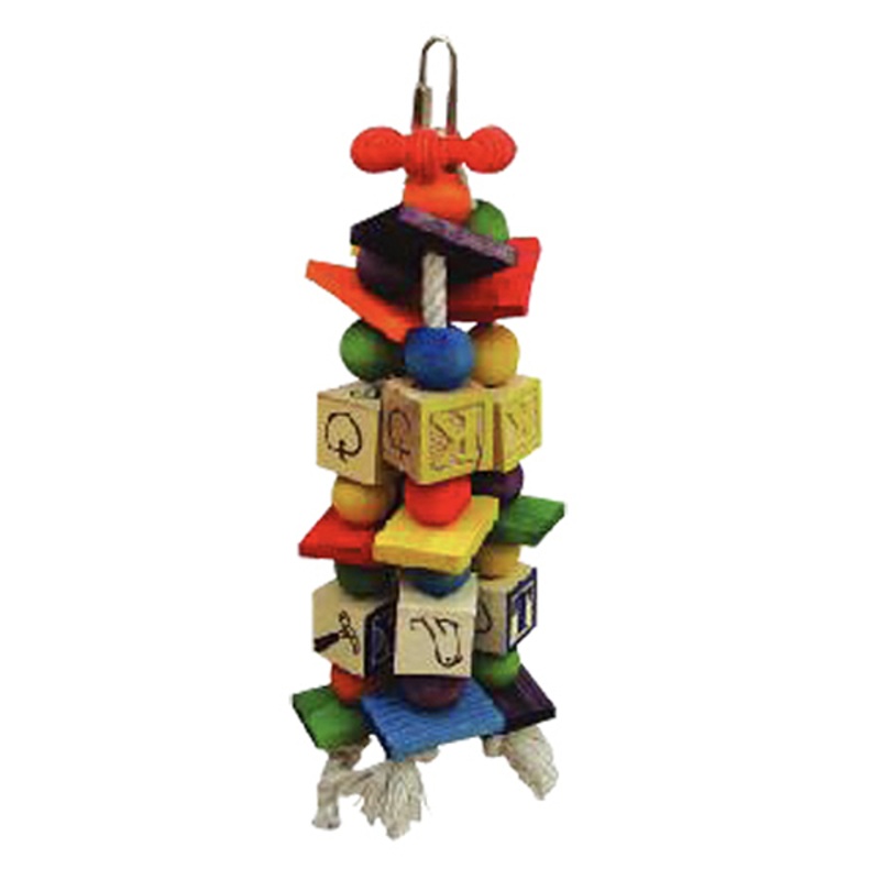 Happy Beaks The ABC Blocks Wooden Multicolored Hanging Bird Toy 12 in x 6 in