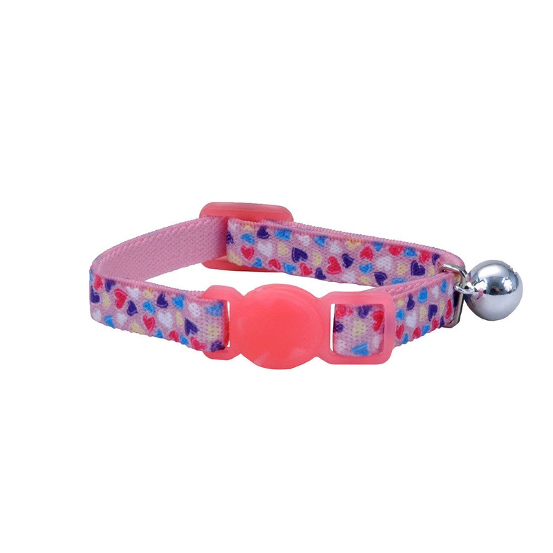 Li’l Pals Elastic Kitten Collar, Pink Hearts 3/8″ x 8″