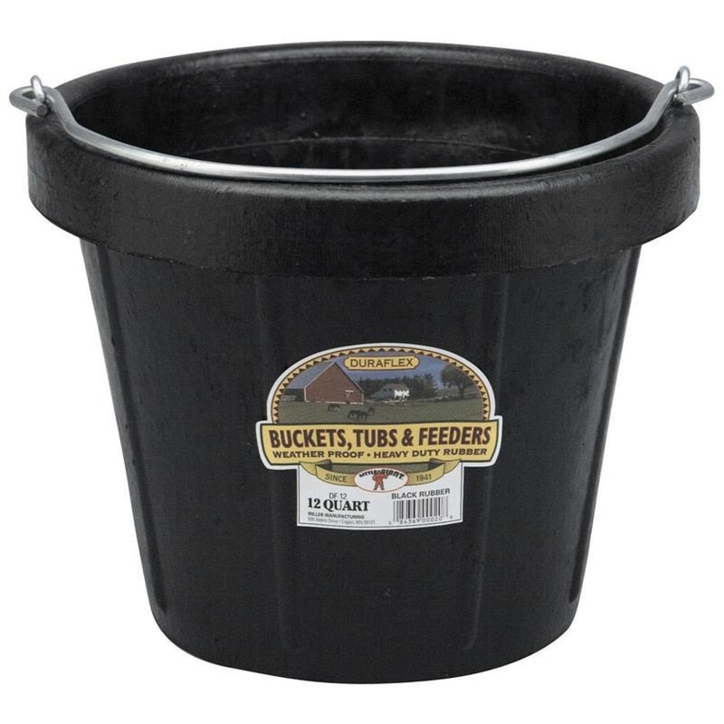 LITTLE GIANT DURAFLEX RUBBER ROUND BUCKET 12 QT BLACK