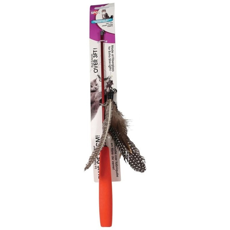 SPOT TELESCOPING KITTY TEASER WAND 36 IN ASSORTED