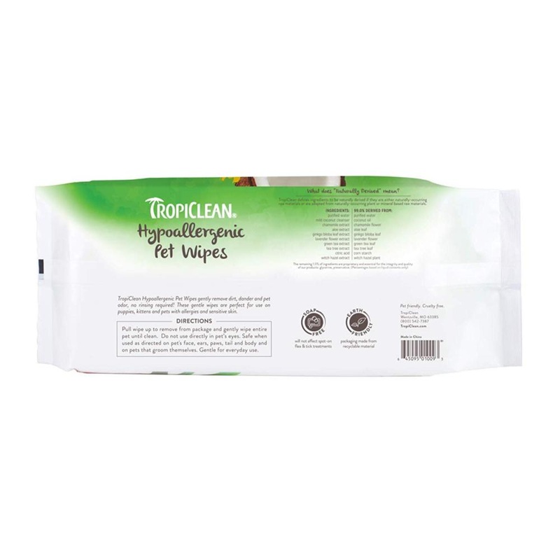 TropiClean Hypoallergenic Cleaning Pet Wipes