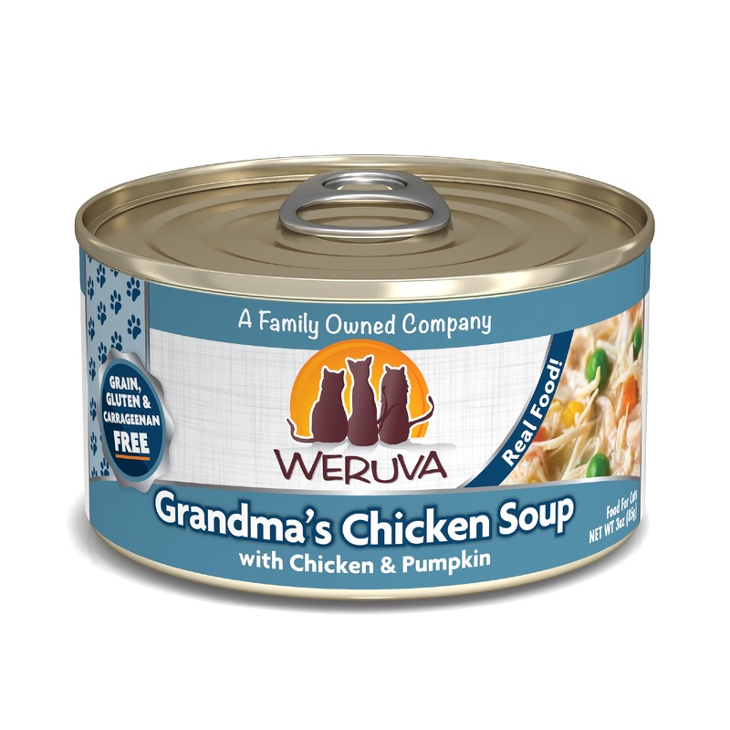 Weruva Classics 3oz Canned Cat food Grandma’s Chicken Soup with Chicken & Pumpkin Grain-Free Wet Cat Food