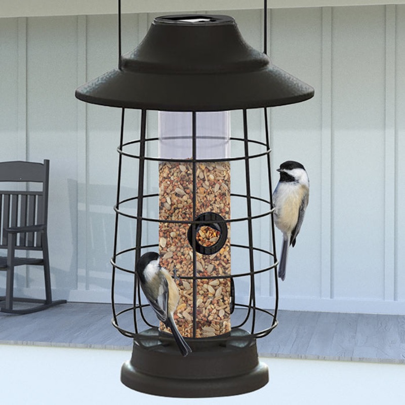 Modern Farmhouse Solar Lantern Tube Feeder