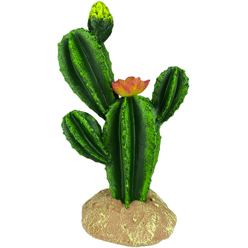 Desert Flower Cactus Resin Reptile Terrarium Decoration 9.5 in