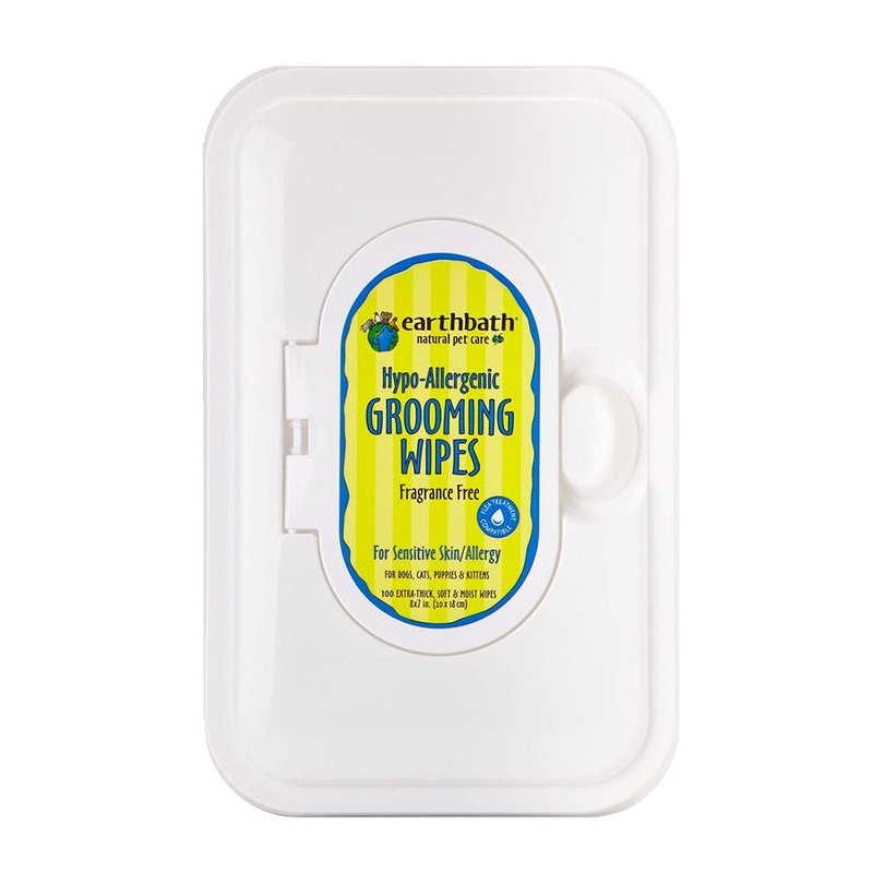 Earthbath Fragrance-Free Hypo-Allergenic Grooming Wipes for Dogs & Cats