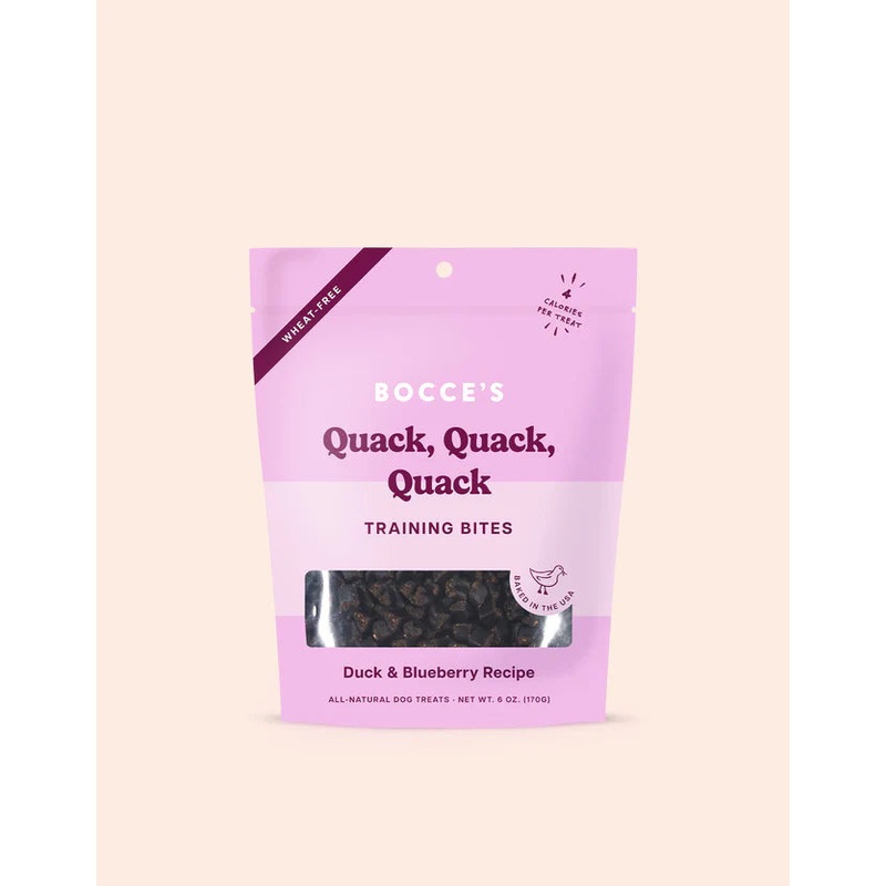 Bocce’s Bakery Bites  Quack, Quack, Quack Dog Training Treats – Duck & Blueberry – 6oz Pouch