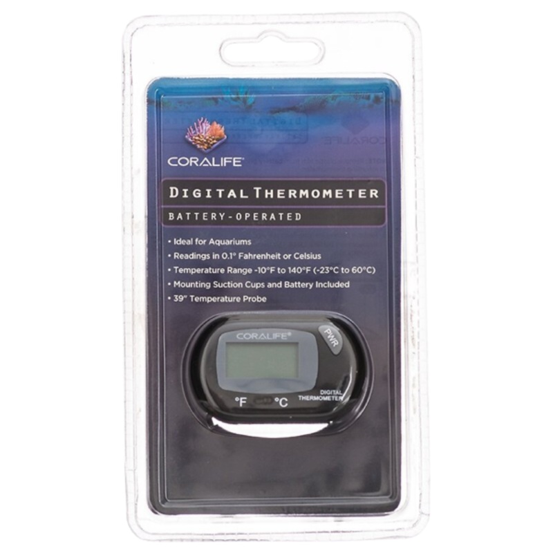 Digital Battery Operated Aquarium Thermometer with Probe 2.25 in x 1.38 in x 5 in