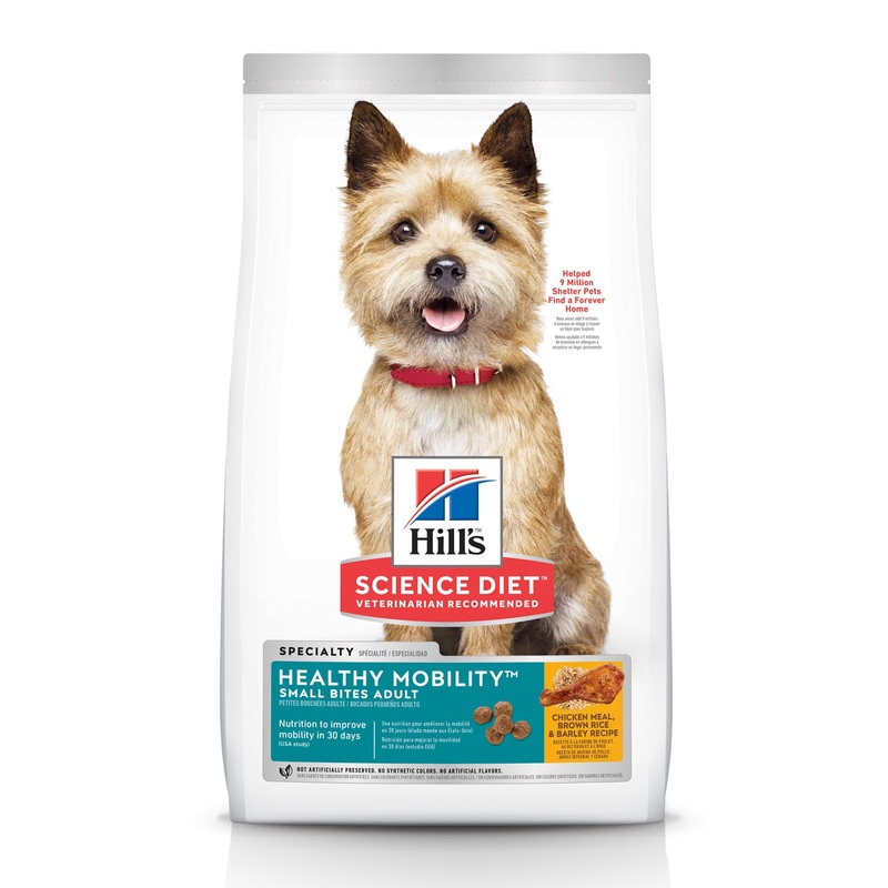 Hill’s Science Diet Adult Healthy Mobility Small Bites Chicken Meal, Brown Rice & Barley Recipe Dry Dog Food, 15.5 lb bag