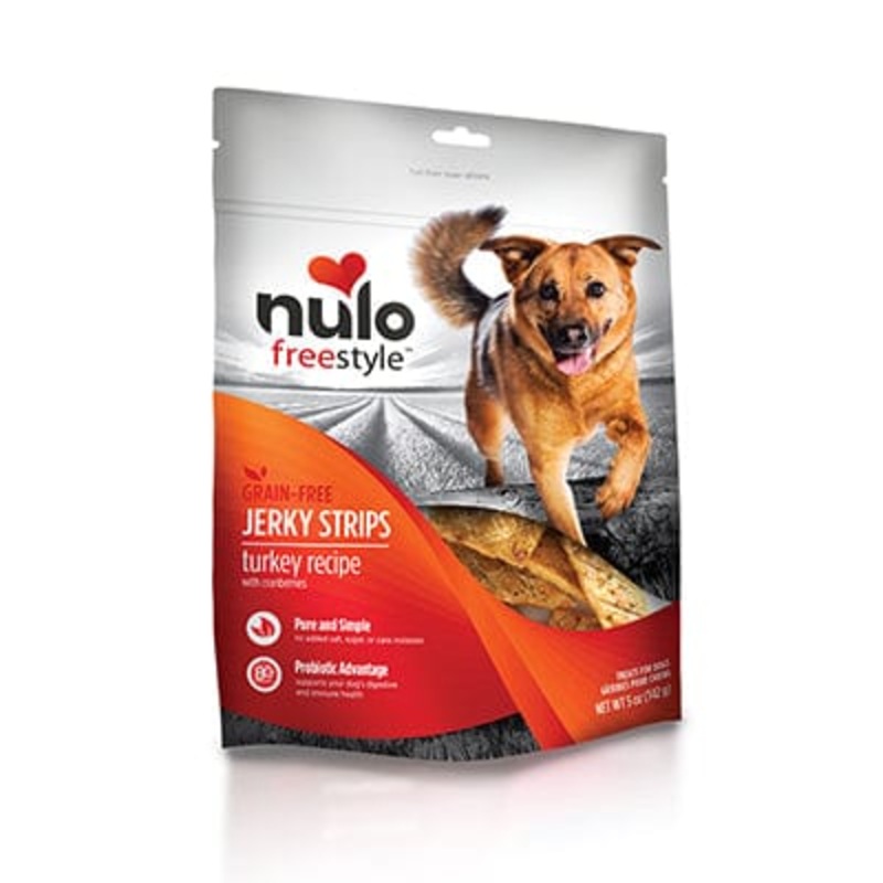 Nulo Freestyle Grain Free Jerky Strips Turkey & Cranberries Recipe Dog Treats 5 oz