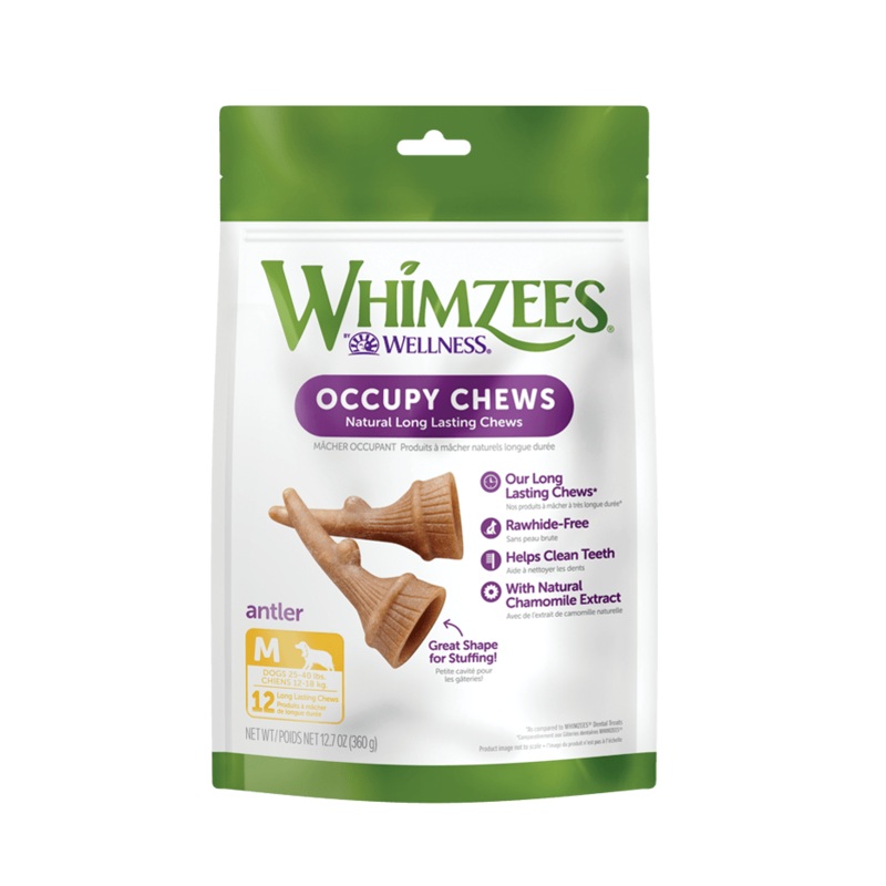 Whimzees Antler Natural Long Lasting Occupy Dog Chews Large