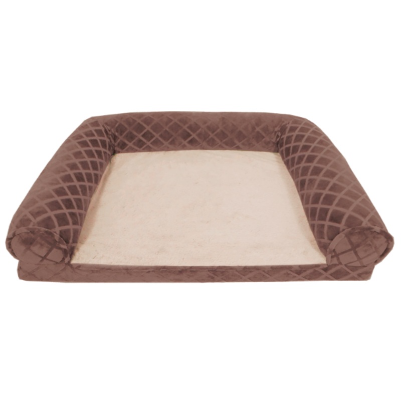 Arlee Pet Products Lily Rectangle Bolster Brown Orthopedic Dog Bed