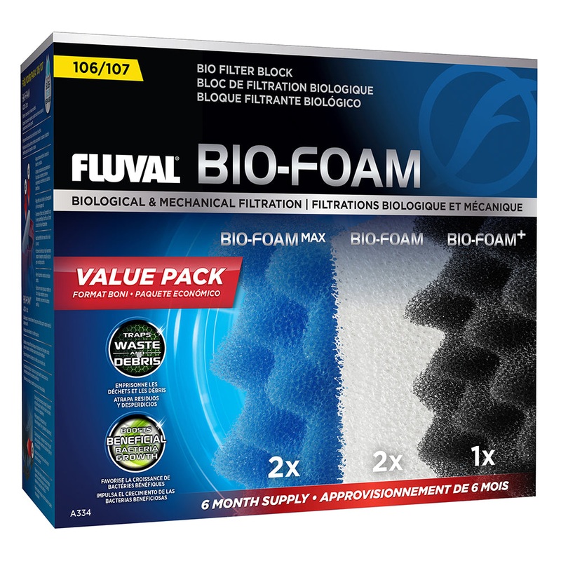 Fluval Canister Bio-Foam Filter Block Value Pack, Models 106/107