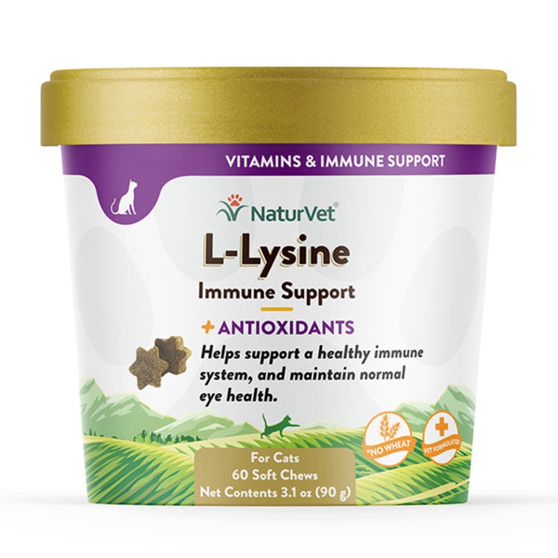 L-Lysine Immune Support Plus Antioxidants Soft Chews for Cats 60 Count (Tub)