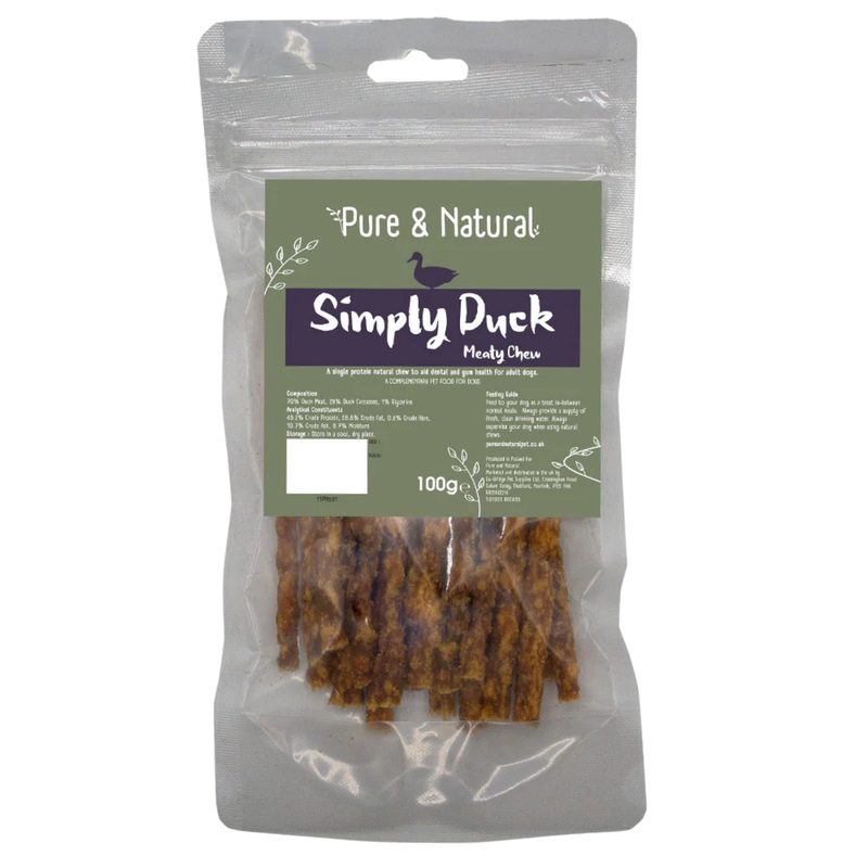 Pure & Natural Duck Meat Sticks for Dogs  100g, Grain-Free, High-Protein Dog Treats