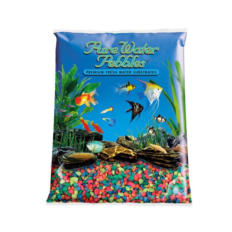 Pure Water Pebbles Coated Aquarium Gravel Neon Rainbow 5 lb.