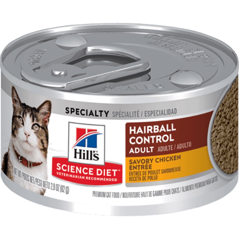 Adult Hairball Control Savory Chicken Entre Wet Canned Cat Food 3 oz Case ( 24 Cans )