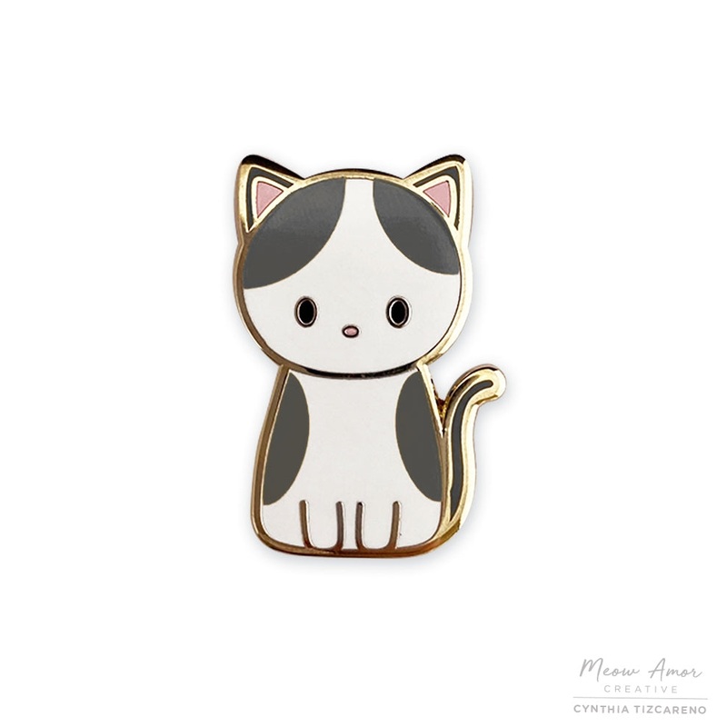 Grey Spotted Cat enamel pin