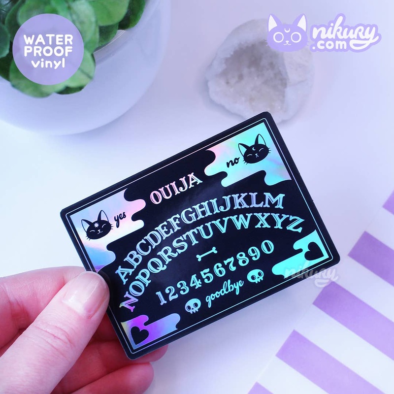Ouija Board Cat Holographic Vinyl Sticker