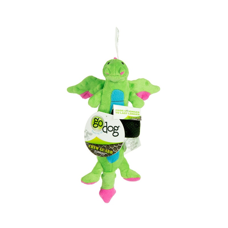 GoDog Green Skinny Dragons Dog Toys Small
