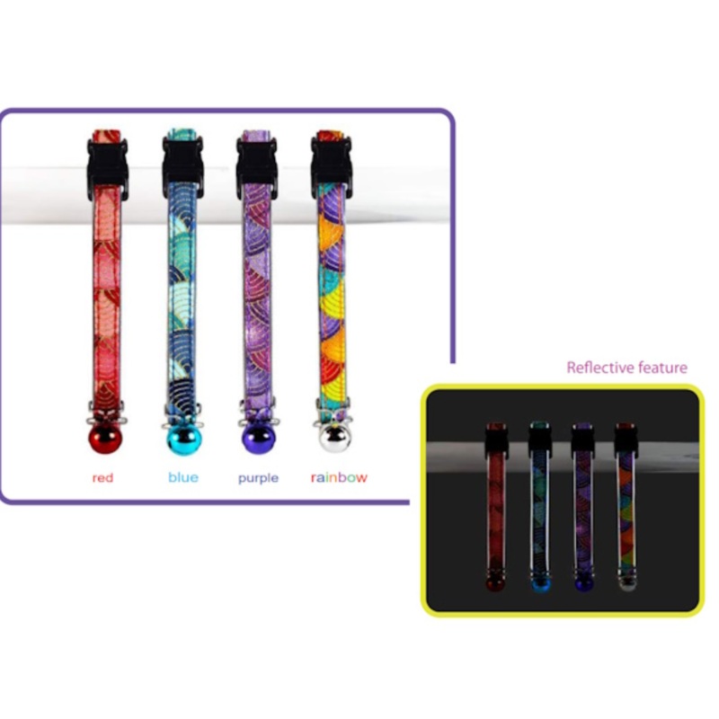 Goli Design Polyester Nami Purple Reflective Cat Collar 7.25″