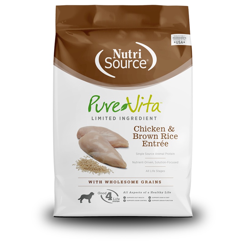 NutriSource PureVita Limited Ingredient Chicken & Brown Rice Entre Dog Food 25 LB