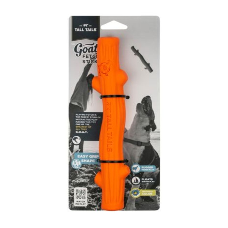 Tall Tails Goat Rubber Fetch Stick Orange 10″ Dog Toy