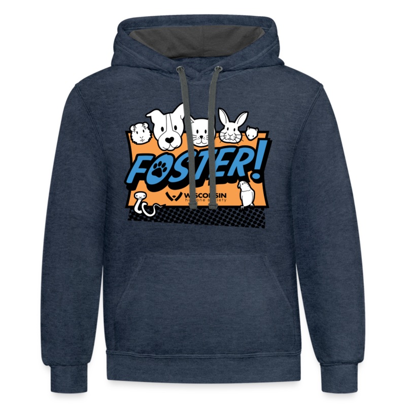 Foster Logo Contrast Hoodie indigo heather/asphalt S