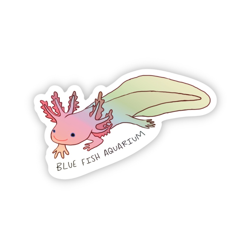 Holographic Leucistic Axolotl Sticker