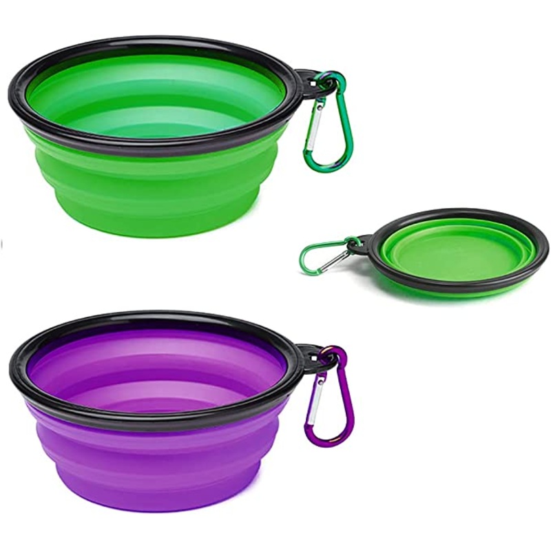 Silicone folding bowl with 2 handle +1 metal hook L