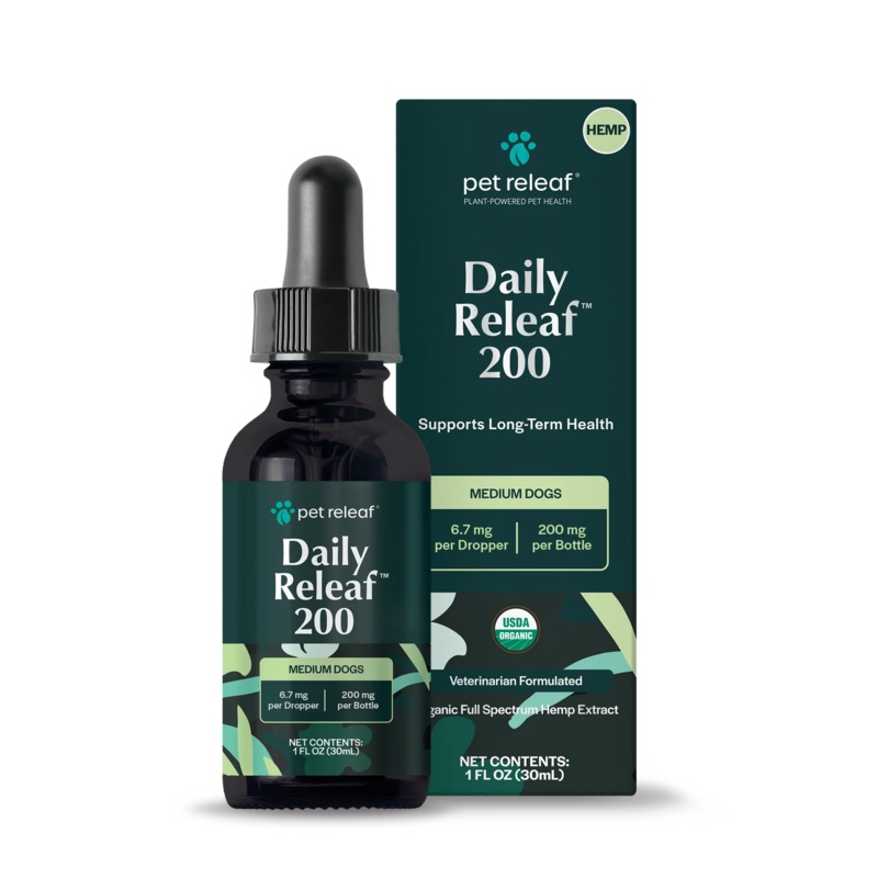 USDA Organic Daily Releaf Hemp Oil for Pets – 200mg Bottle