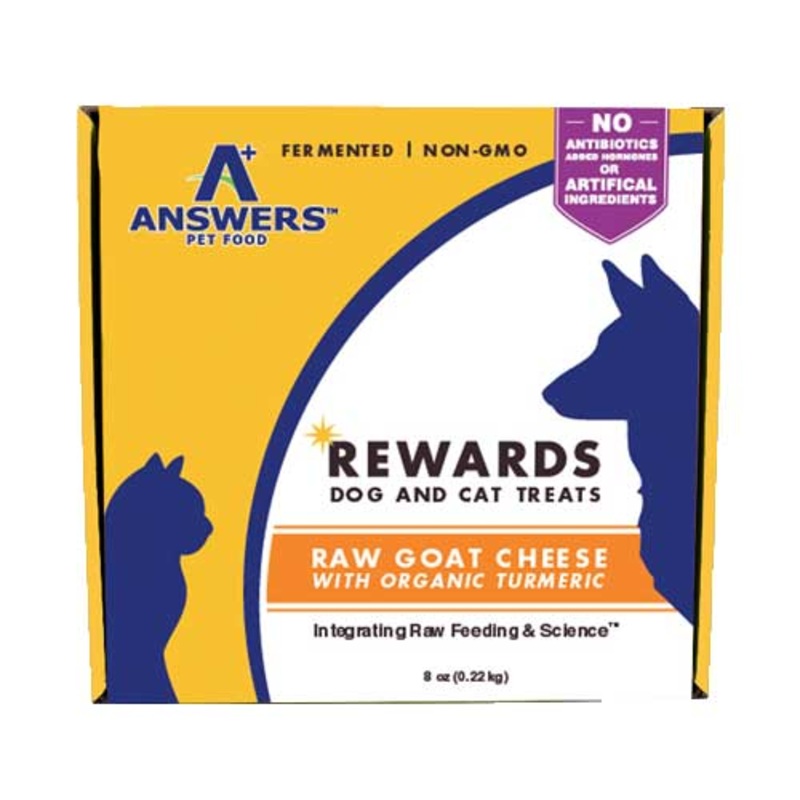 Answers Rewards Raw Goat Milk Cheese with Turmeric Grain-Free Raw Frozen Dog and Cat Treats, 8oz.
