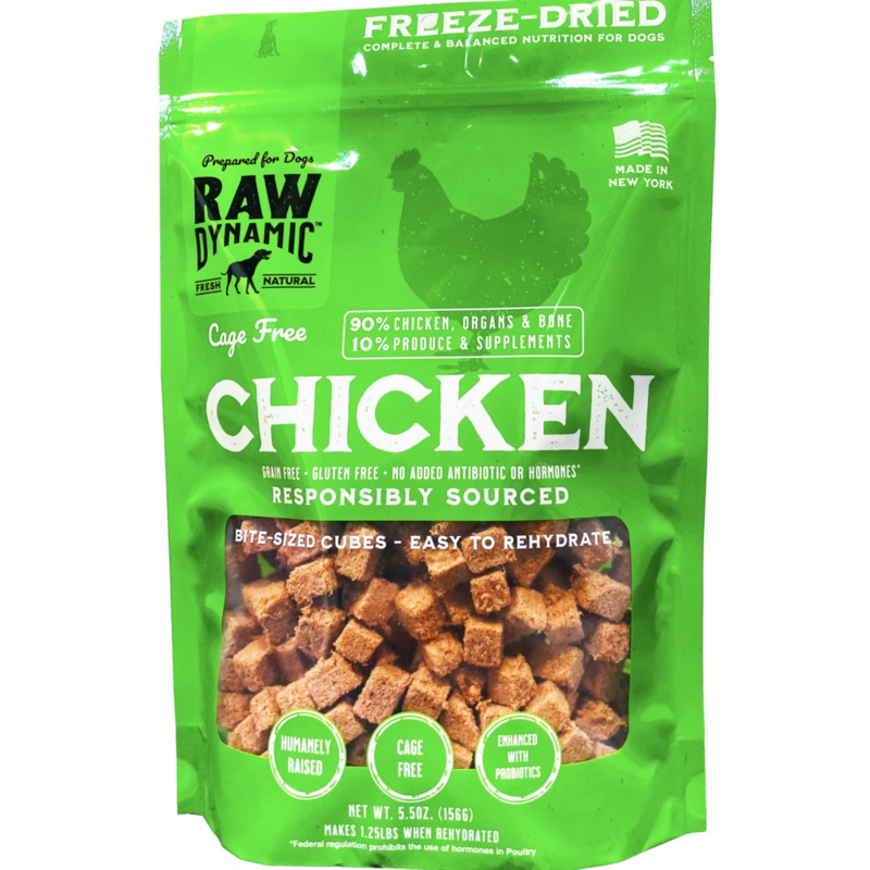 Raw Dynamic Freeze Dried Dog Food Cage Free Chicken Cubes 5.5 oz