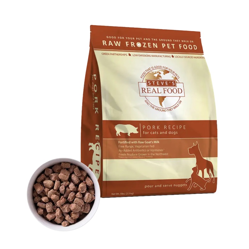 Steve’s Real Food Frozen Raw Pork Diet for Dogs and Cats 9.75 Lb Box