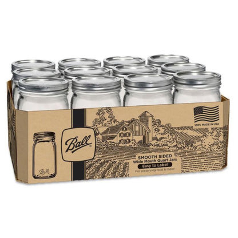 Ball Jar Mouth Quart Jars with Lids and Bands 12/Case