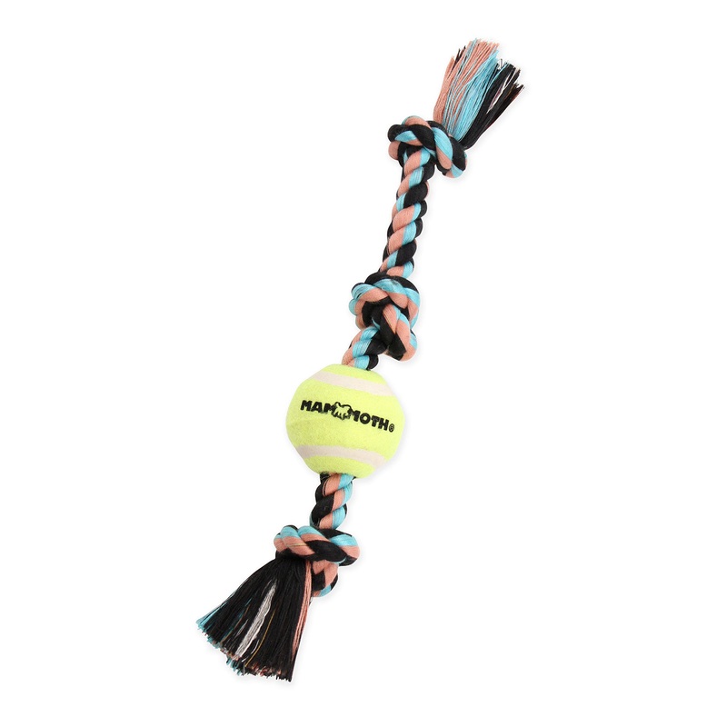 Mammoth Pet Mini 11-in Color 3 Knot Tug with Mini Tennis Ball Dog Toy Small