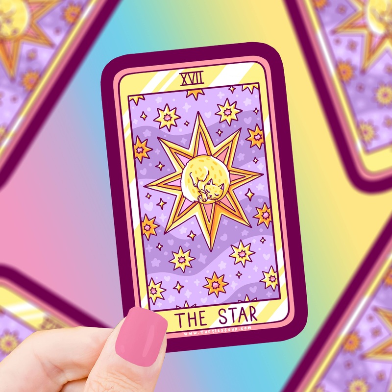 The Star Cat Major Arcana Tarot Card Vinyl Sticker
