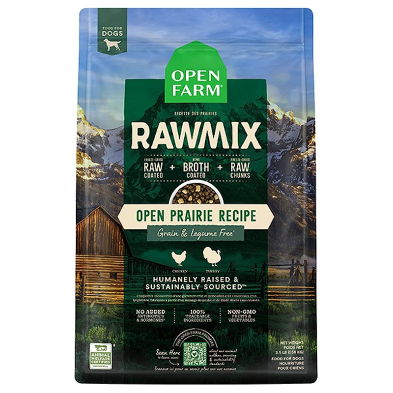 RawMix Open Prairie Recipe Chicken & Turkey Grain-Free Freeze-Dried Coated & Infused Dry Dog Food 3.5 Pounds